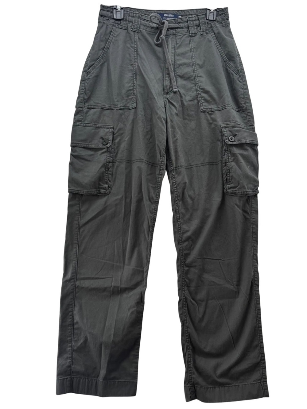 Hollister Ultra High-Rise Twill Cargo Dad Pants | Charcoal Grey | Size 4L (W27)
